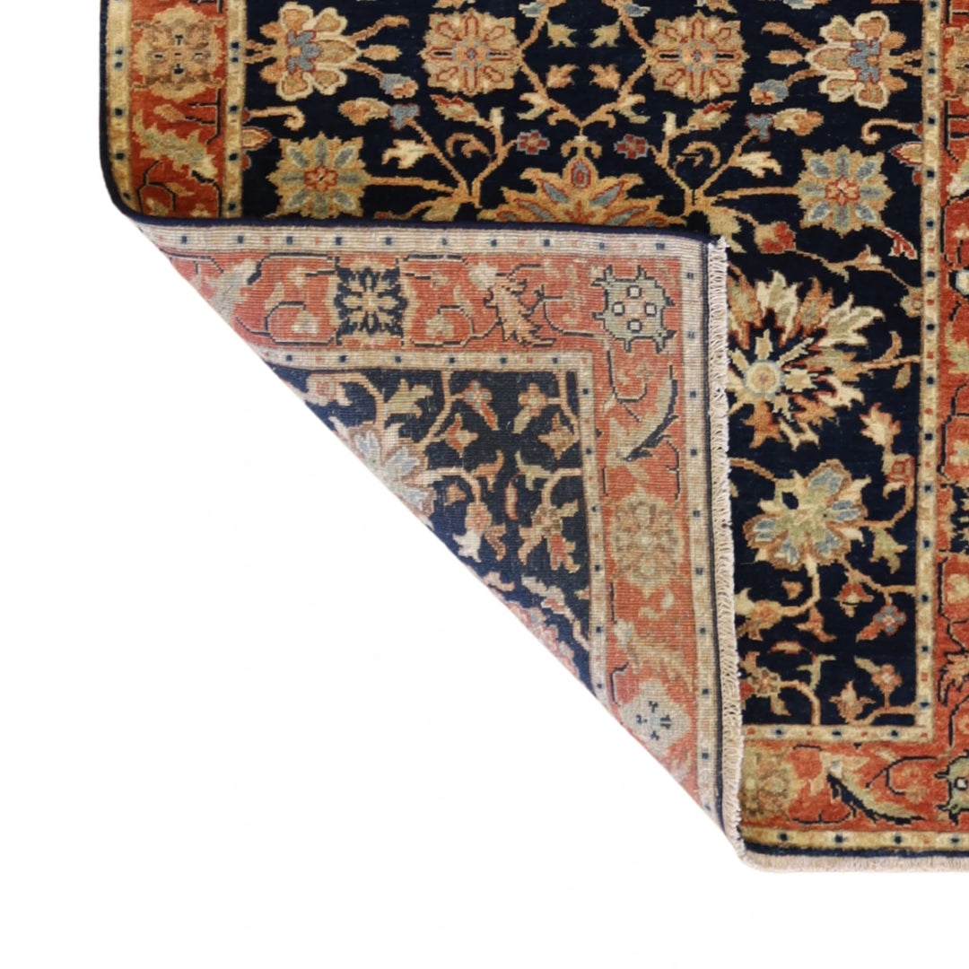 3'1" x 5'2" BLUE AND RED SERAPI GEOMETRIC INDIAN RUG