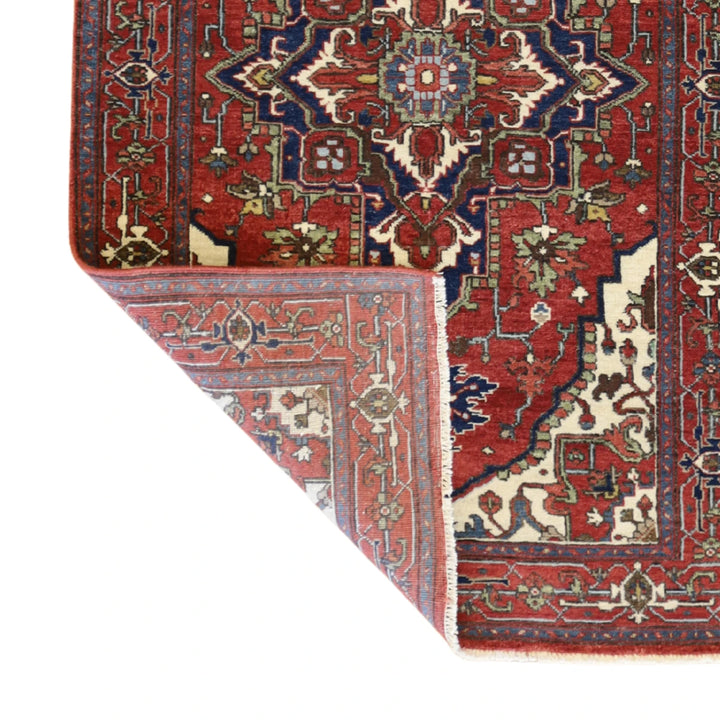 3'3" x 5'3" RED AND RED SERAPI GEOMETRIC INDIAN RUG