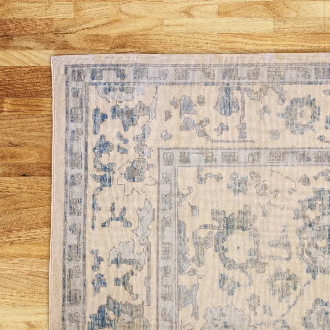 8'11" x 12'3" GRAY AND GRAY OUSHAK GEOMETRIC TURKISH RUG