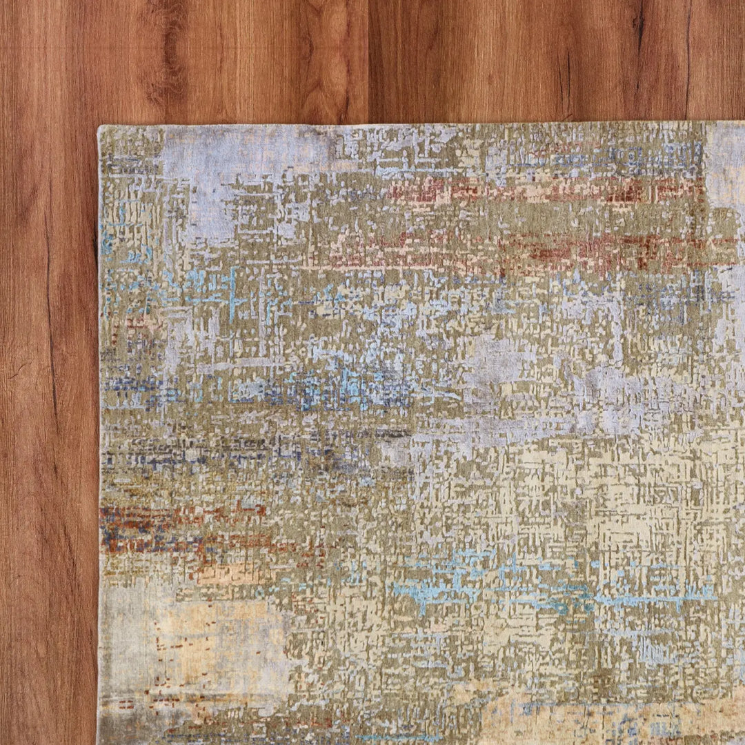 9'0" x 12'0" SILVER AND GRAY MODERN MODERN INDIAN RUG