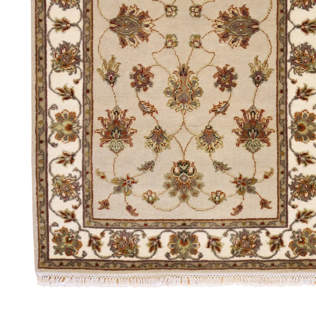 3'3" x 5'3" BEIGE AND IVORY JAIPUR FLORAL INDIAN RUG