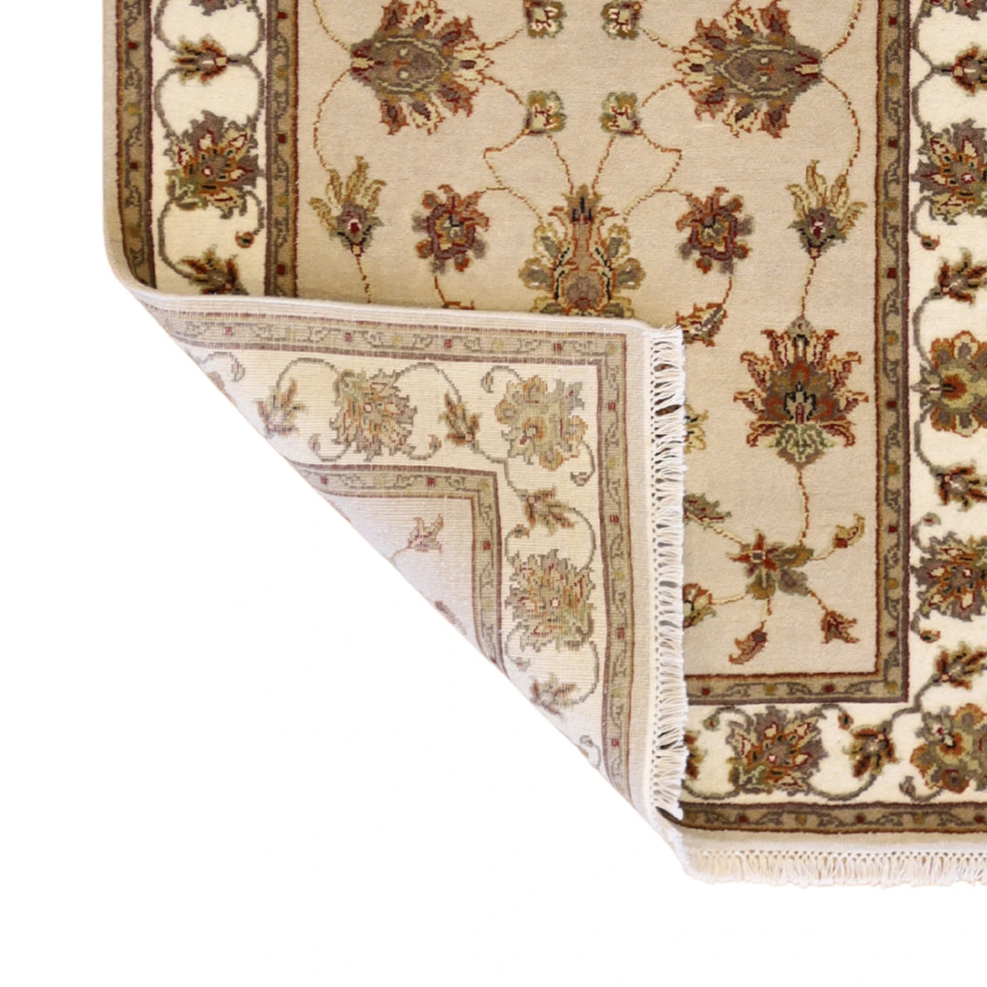 3'3" x 5'3" BEIGE AND IVORY JAIPUR FLORAL INDIAN RUG