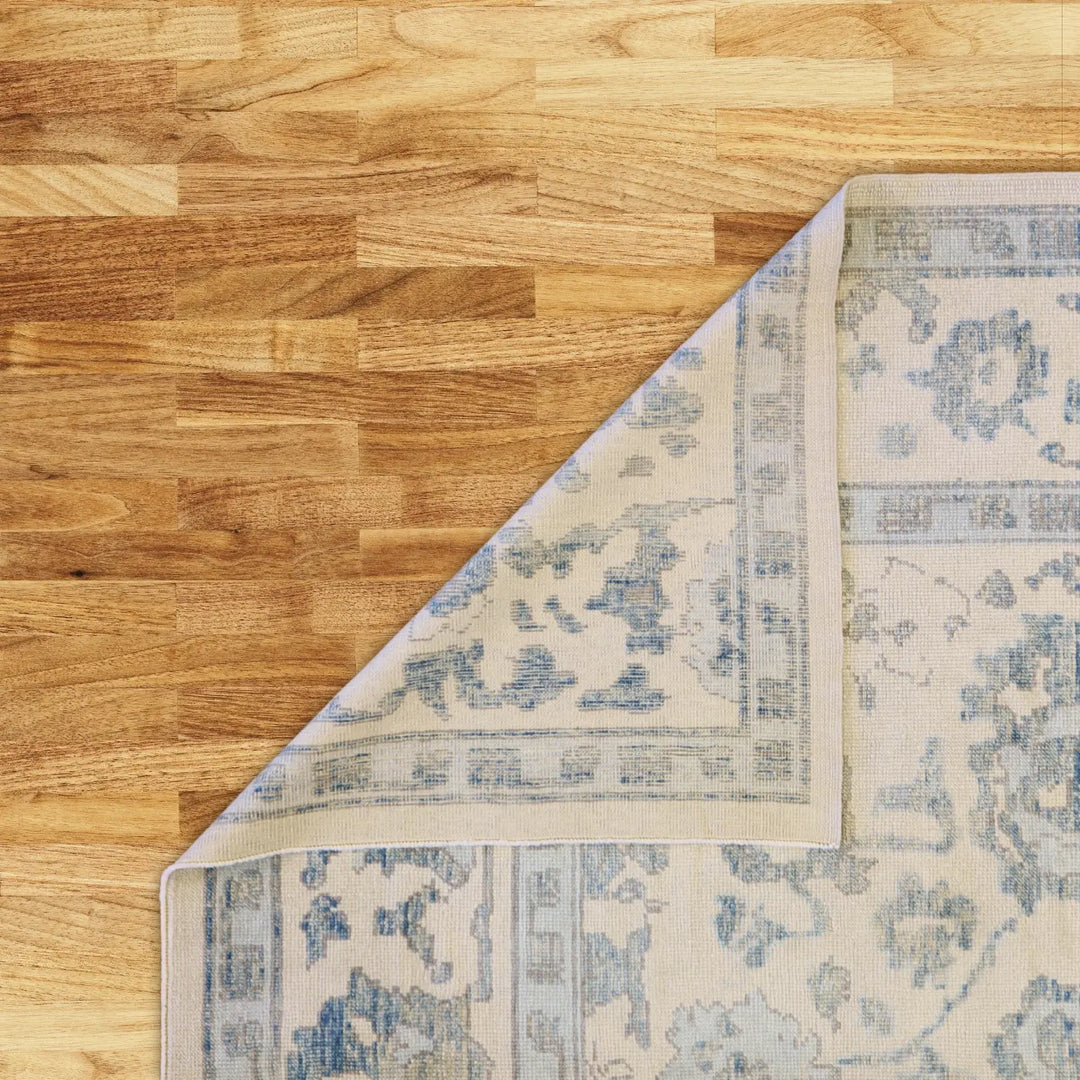 8'11" x 12'3" GRAY AND GRAY OUSHAK GEOMETRIC TURKISH RUG
