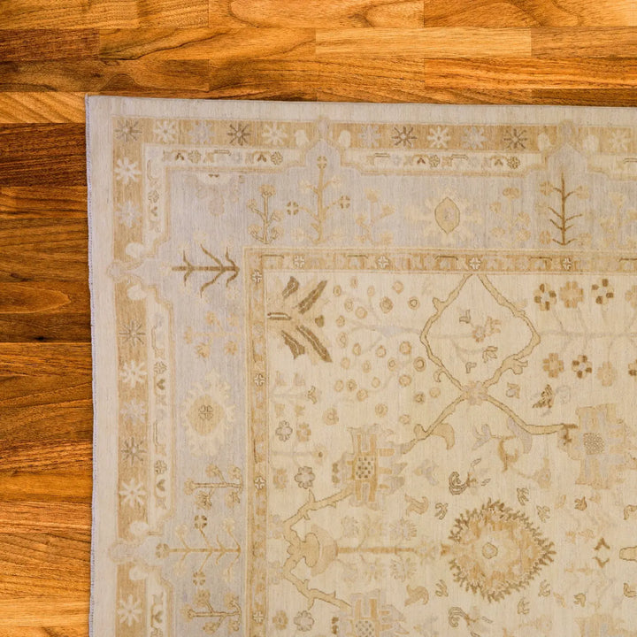 8'8" x 12'1" BEIGE AND GRAY PESHAWAR GEOMETRIC PAKISTANI RUG