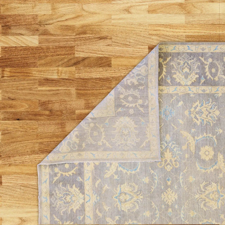 9'0" x 11'10" SILVER AND GRAY PESHAWAR FLORAL PAKISTANI RUG