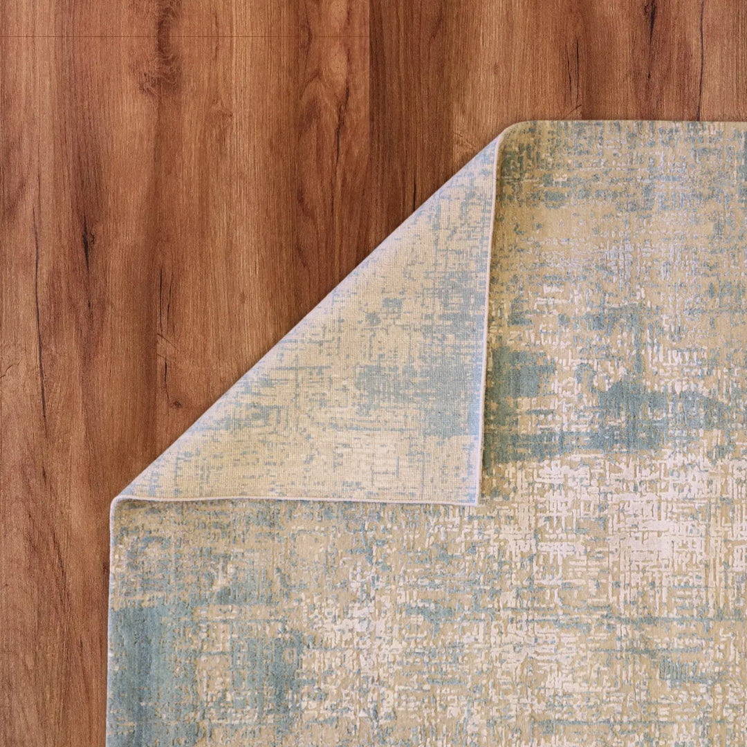9'1" x 12'2" GRAY AND AQUA MODERN INDIA