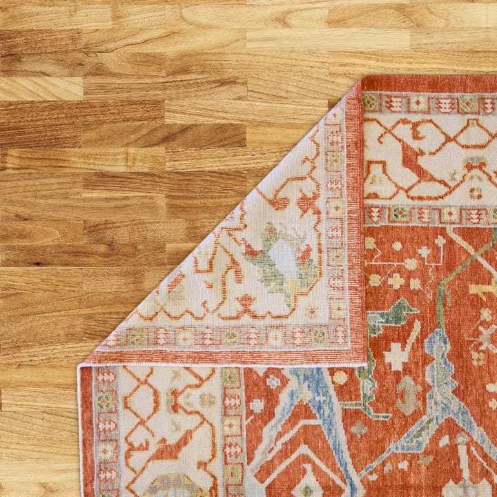 9'0" x 13'0" ORANGE AND ORANGE OUSHAK TURKEY GEOMETRIC