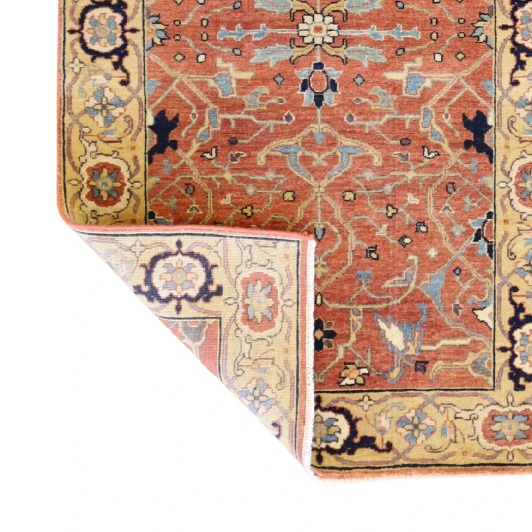 3'0" x 5'2" ORANGE AND GOLD SERAPI GEOMETRIC INDIAN RUG