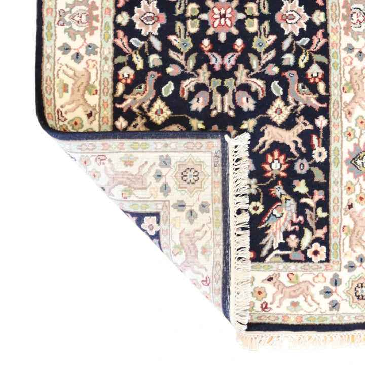 3'0" x 5'0" NAVY AND WHITE TABRIZ TABATABAII INDIAN RUG