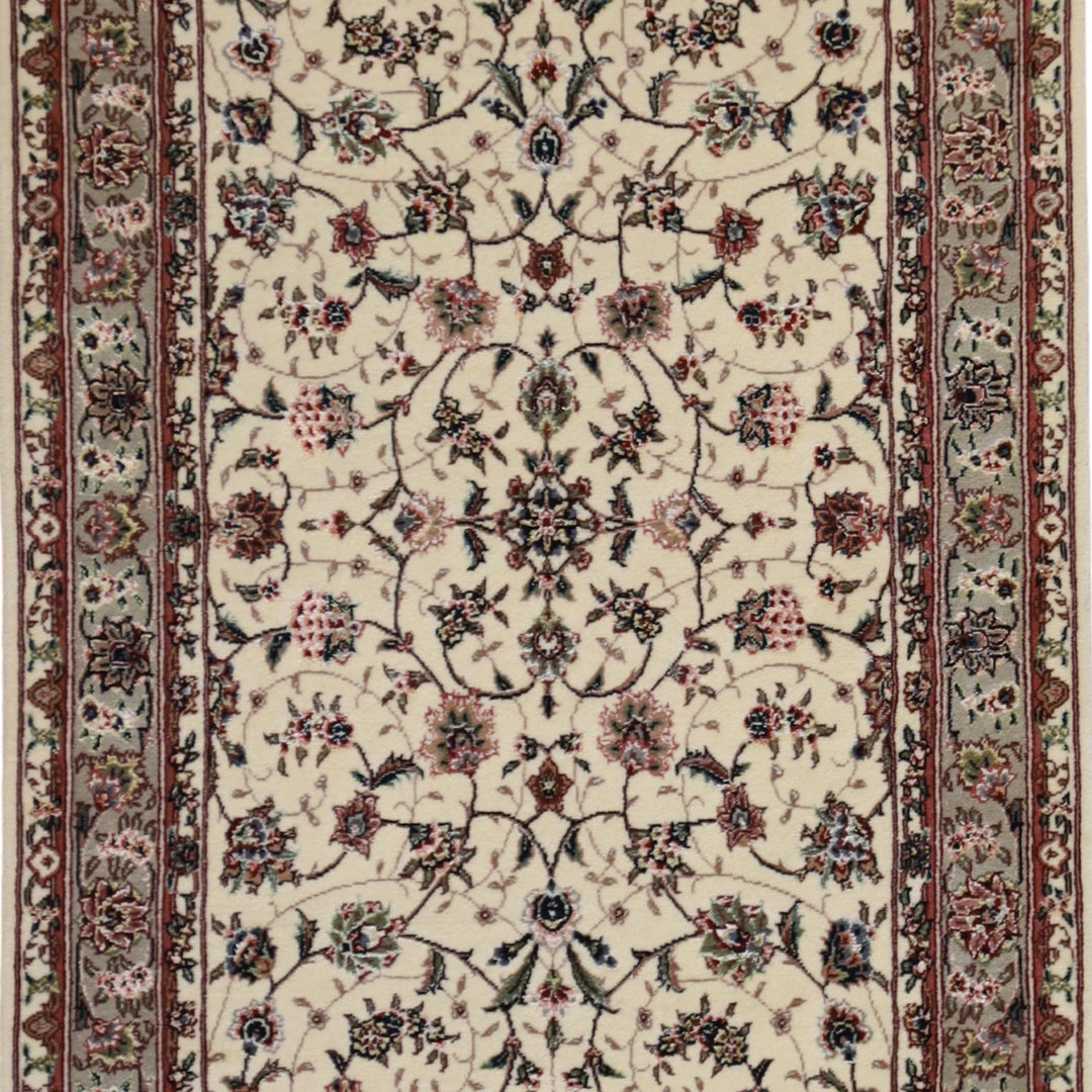 3'0" x 5'0" WHITE AND GREEN KASHAN FLORAL CHINESE RUG