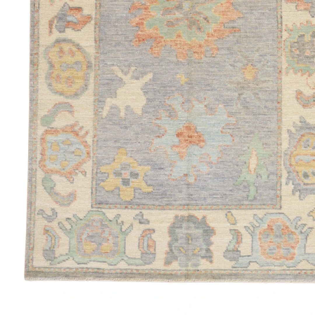 3'2" x 5'3" GRAY AND BEIGE OUSHAK GEOMETRIC PAKISTANI RUG