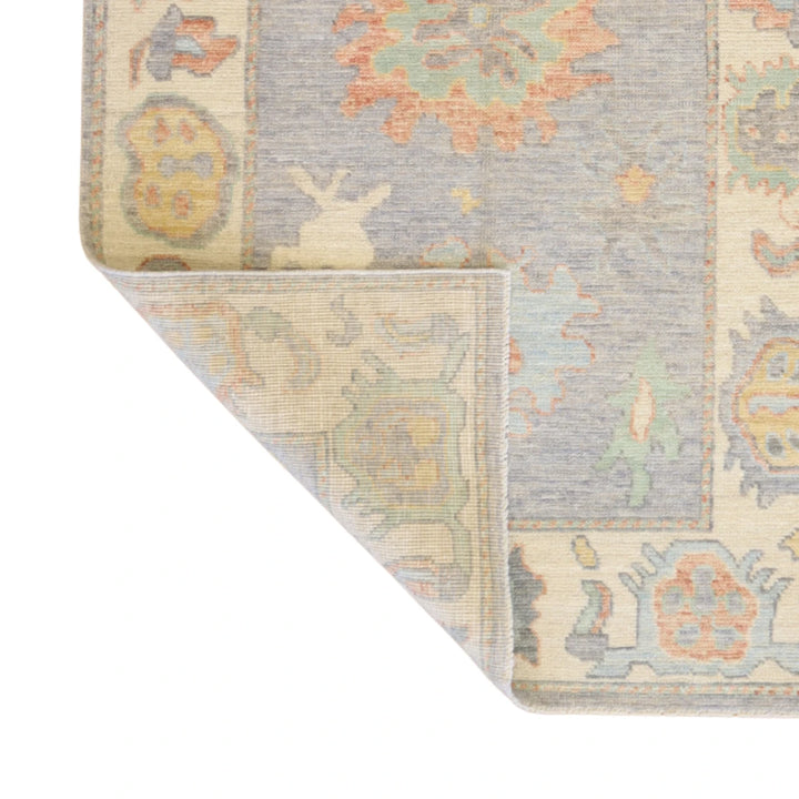 3'2" x 5'3" GRAY AND BEIGE OUSHAK GEOMETRIC PAKISTANI RUG