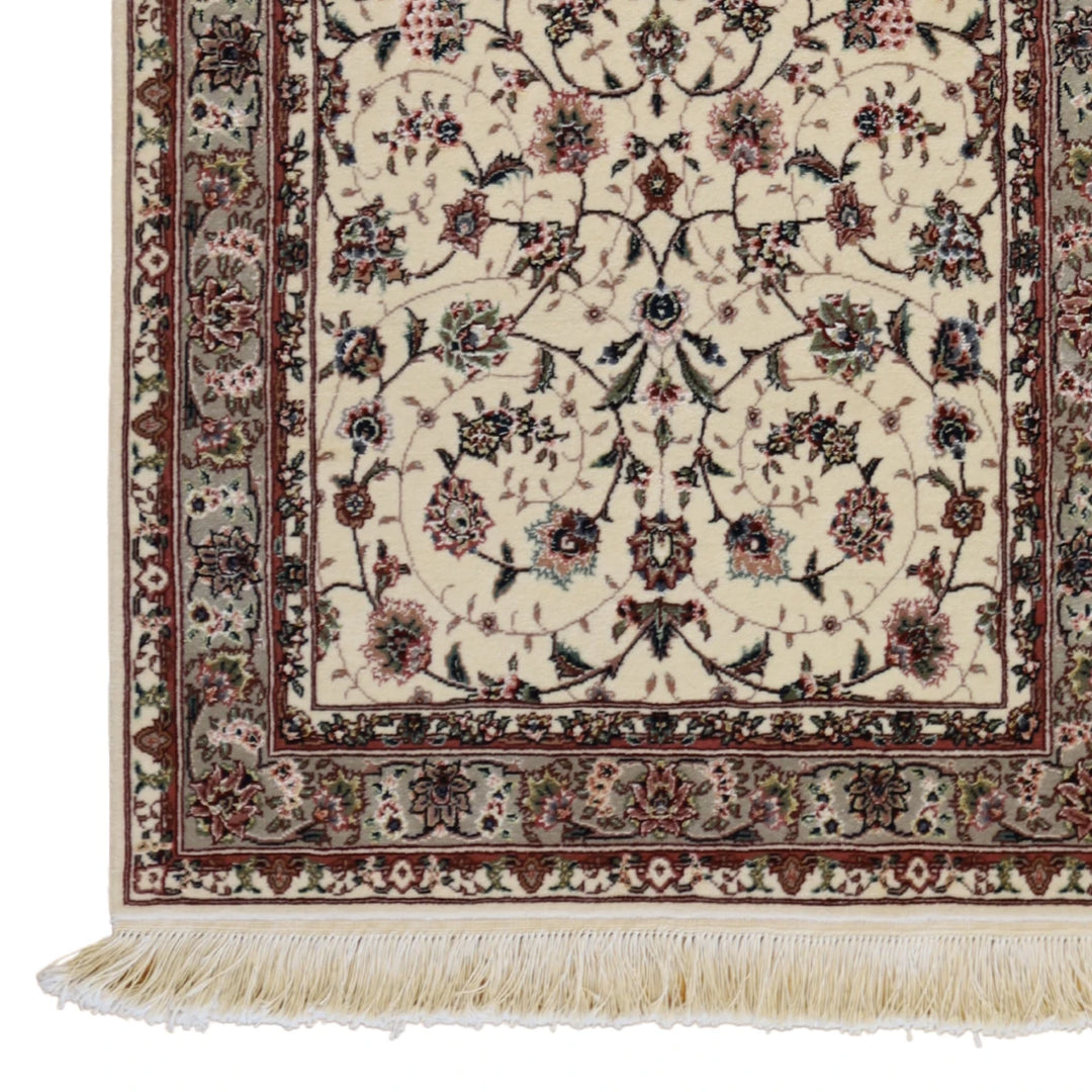 3'0" x 5'0" WHITE AND GREEN KASHAN FLORAL CHINESE RUG