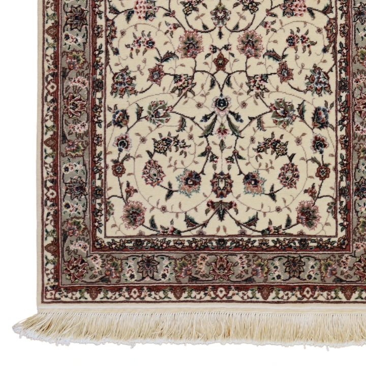 3'0" x 5'0" WHITE AND GREEN KASHAN FLORAL CHINESE RUG