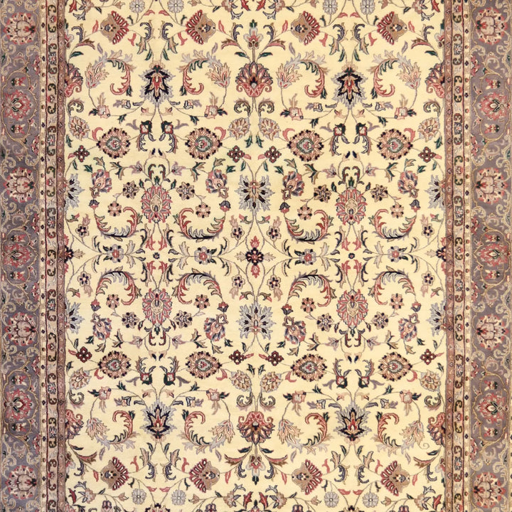 9'   7" x  14'   9" WHITE AND BLUE KASHAN FLORAL INDIAN RUG