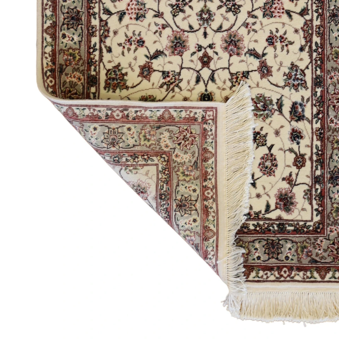 3'0" x 5'0" WHITE AND GREEN KASHAN FLORAL CHINESE RUG