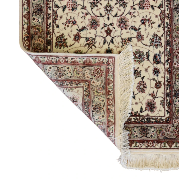 3'0" x 5'0" WHITE AND GREEN KASHAN FLORAL CHINESE RUG