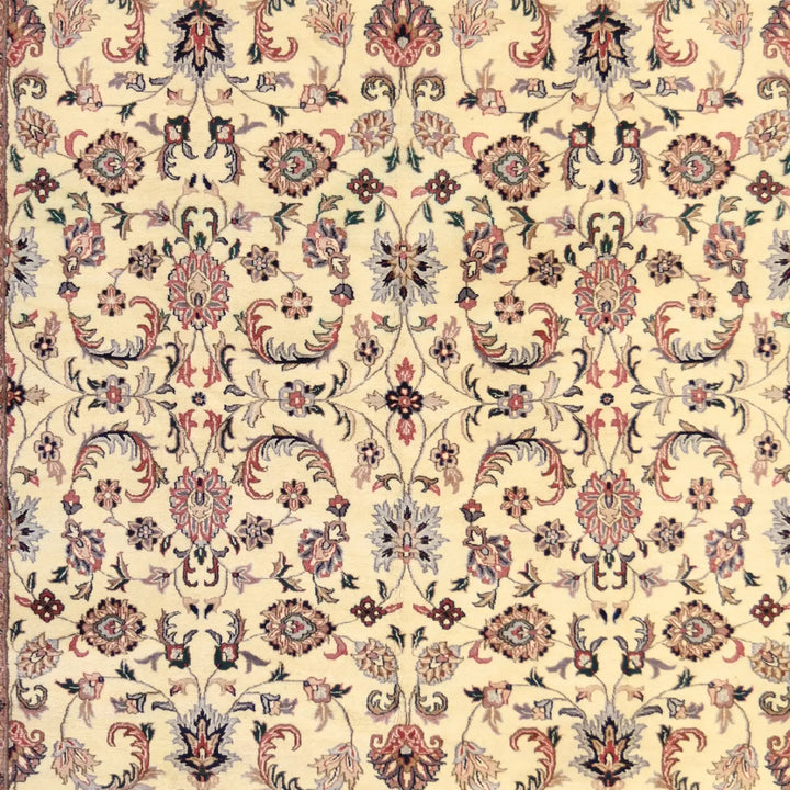 9'   7" x  14'   9" WHITE AND BLUE KASHAN FLORAL INDIAN RUG