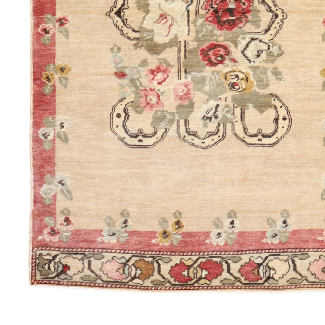 3'5" x 5'6" BEIGE AND ROSE ANATOLIA GEOMETRIC TURKISH RUG