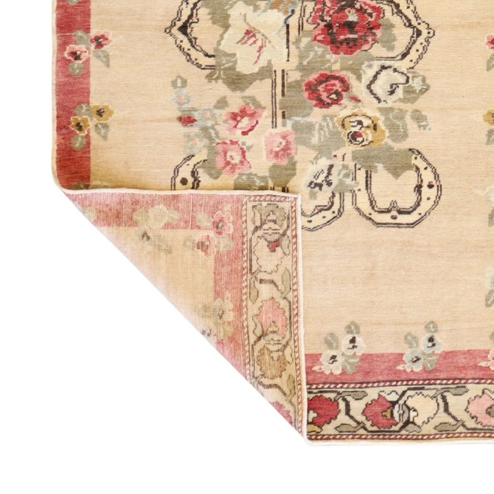 3'5" x 5'6" BEIGE AND ROSE ANATOLIA GEOMETRIC TURKISH RUG