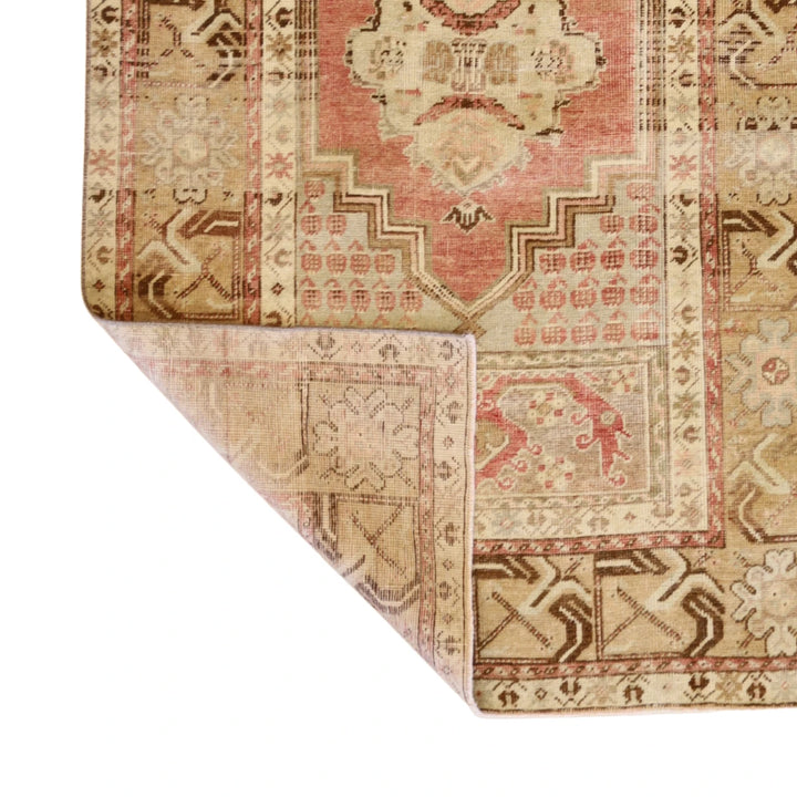 3'4" x 5'5" BEIGE AND TAN ANATOLIA GEOMETRIC TURKISH RUG