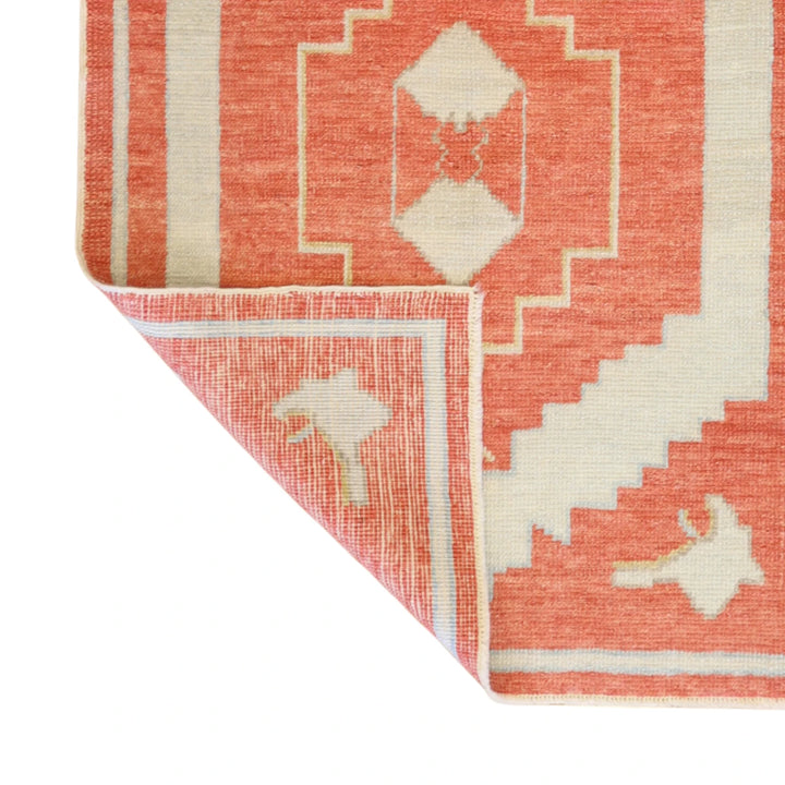 3'3" x 4'6" RUST AND RUST OUSHAK GEOMETRIC TURKISH RUG
