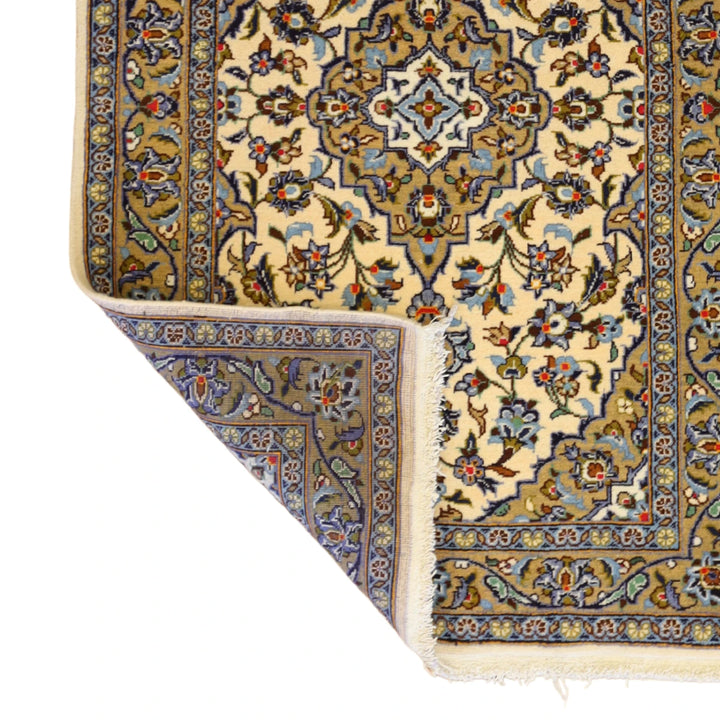 3'2" x 5'0" IVORY AND TAUPE KASHAN FLORAL PERSIAN RUG