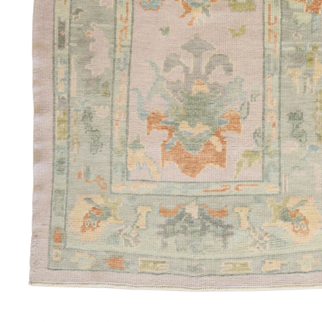 3'3" x 6'1" IVORY AND GRAY OUSHAK GEOMETRIC TURKISH RUG