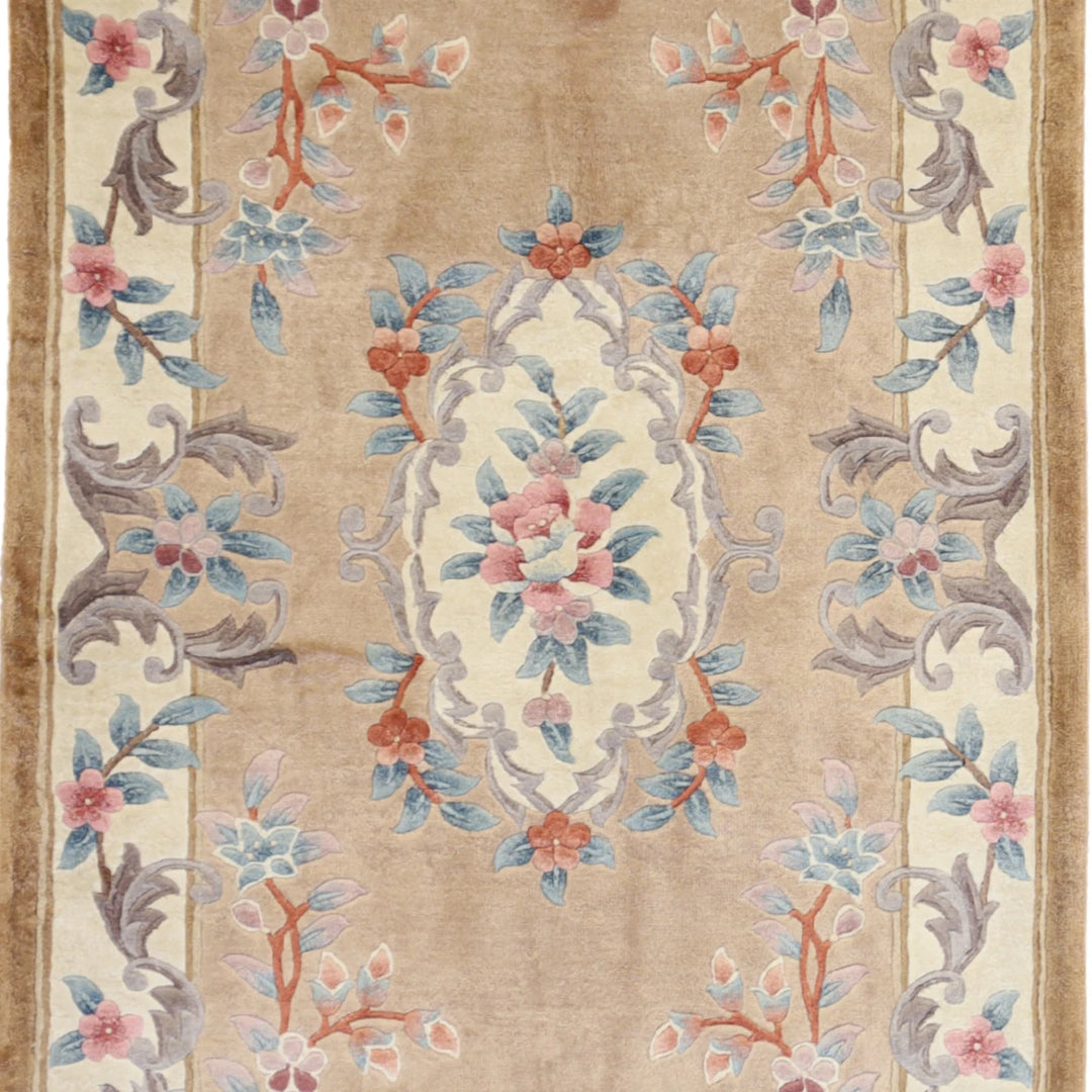 3'0" x 5'0" MAUVE AND WHITE AUBUSSON EUROPEAN CHINESE RUG