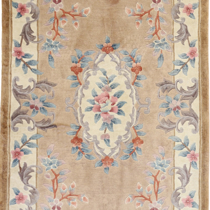 3'0" x 5'0" MAUVE AND WHITE AUBUSSON EUROPEAN CHINESE RUG