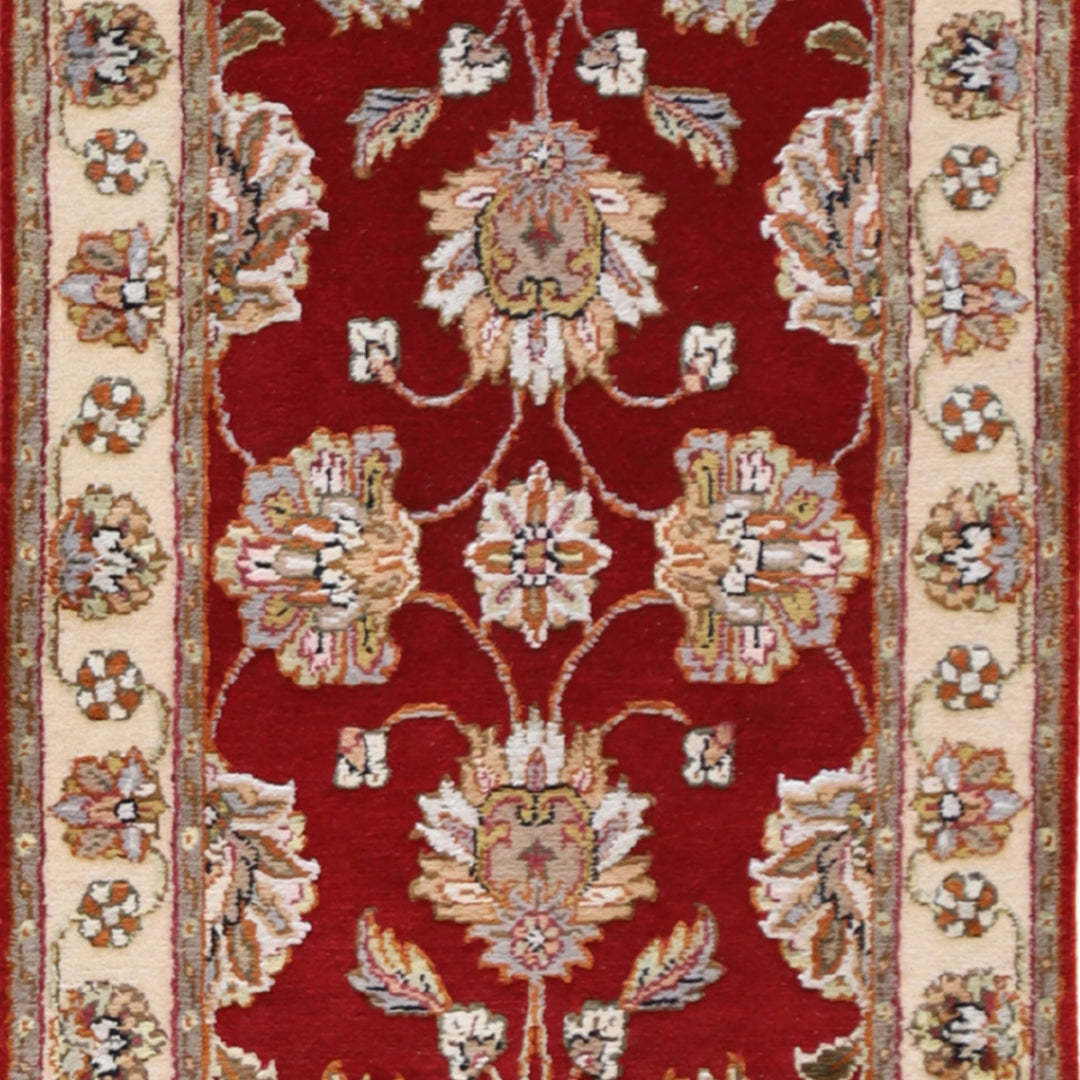 2'0" x 3'0" RED AND IVORY JAIPUR FLORAL INDIAN RUG