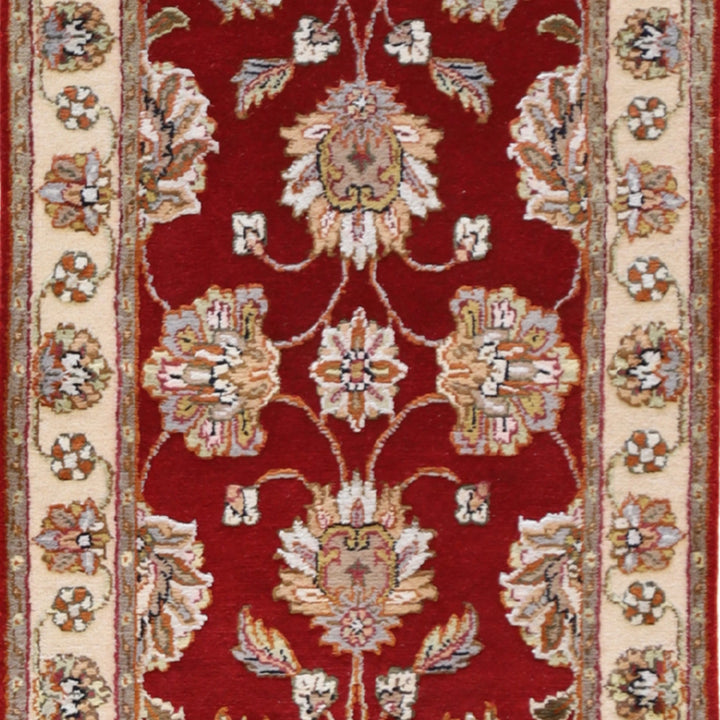2'0" x 3'0" RED AND IVORY JAIPUR FLORAL INDIAN RUG