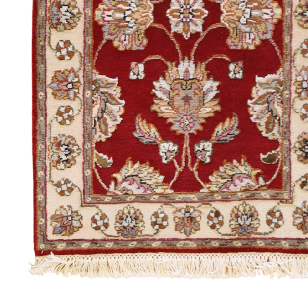 2'0" x 3'0" RED AND IVORY JAIPUR FLORAL INDIAN RUG