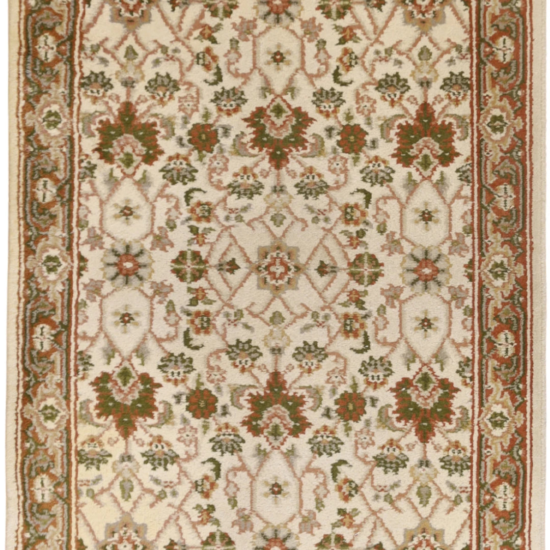 3'0" x 5'8" IVORY AND RUST KASHAN FLORAL INDIAN RUG