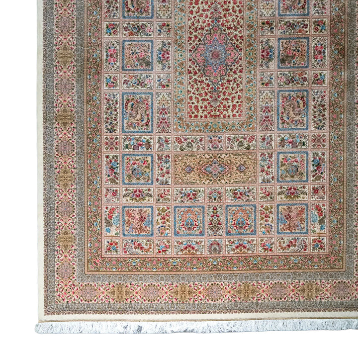 6' 7" x 9' 10" - MULTICOLOR AND PINK MACHINE MADE FLORAL TURKISH RUG ( 200 x 300 CM )