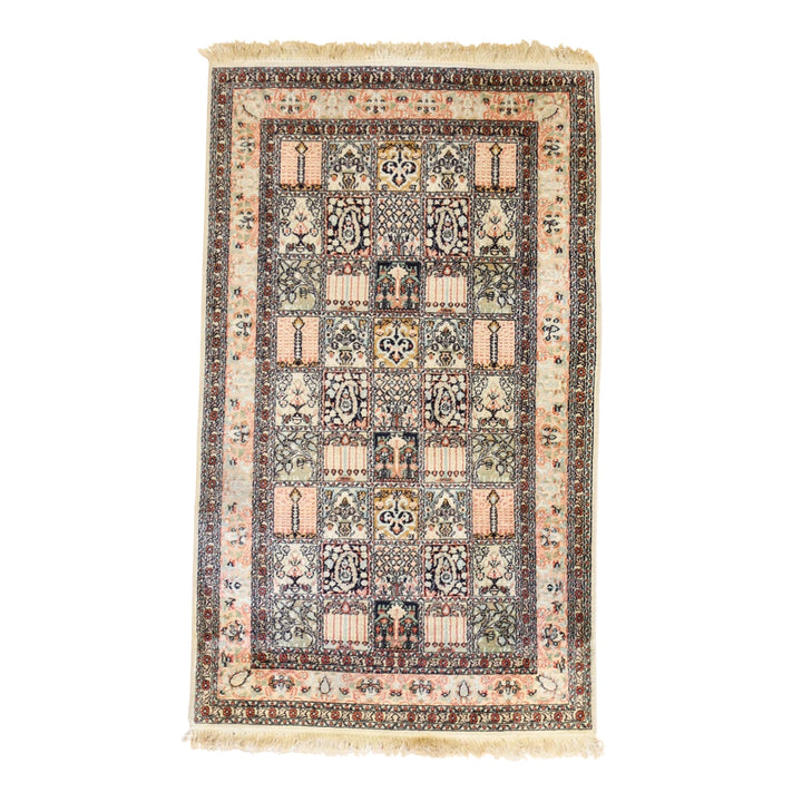 3'1" x 5'0" MULTICOLOR AND PINK KASHMIR PANNEL INDIAN RUG