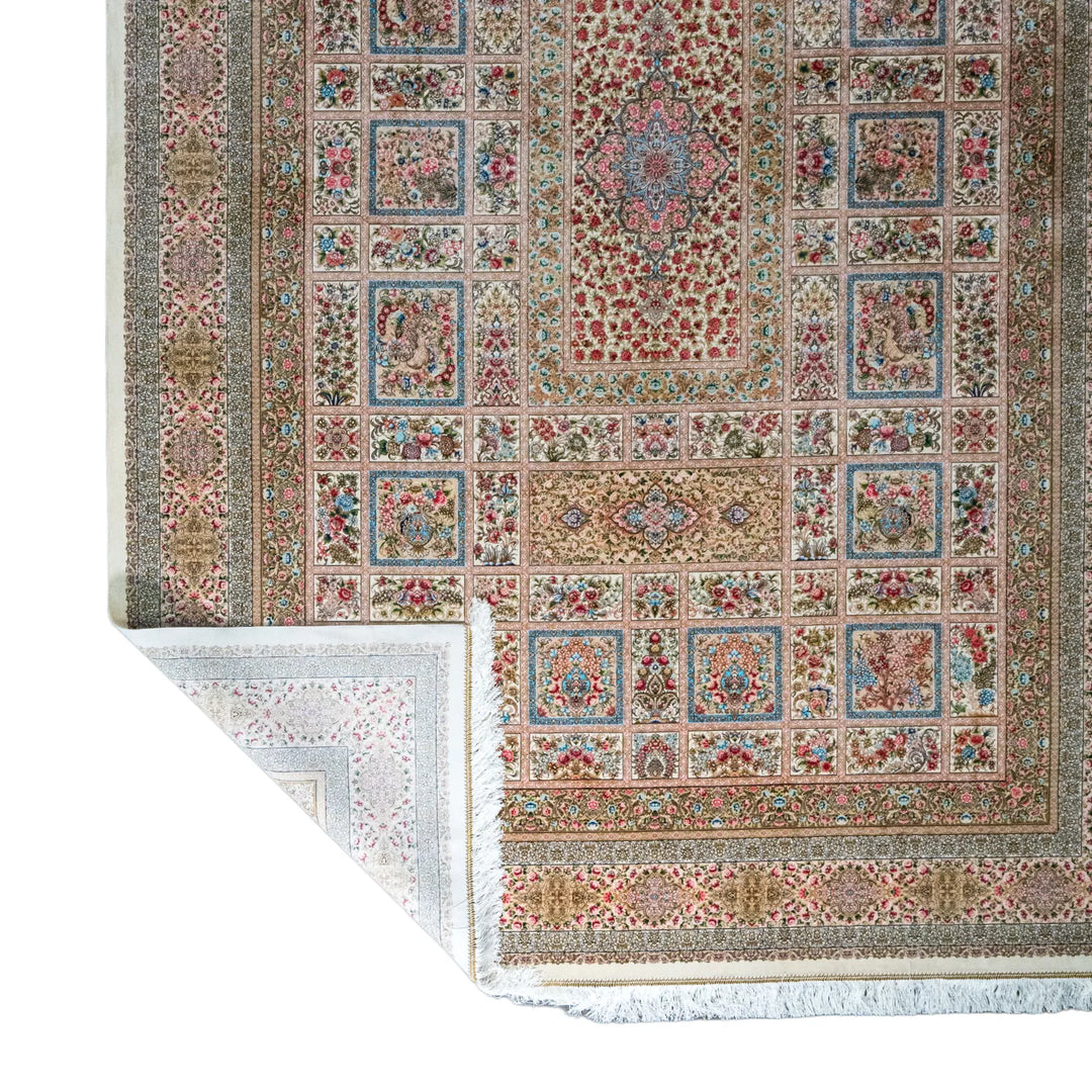 6' 7" x 9' 10" - MULTICOLOR AND PINK MACHINE MADE FLORAL TURKISH RUG ( 200 x 300 CM )