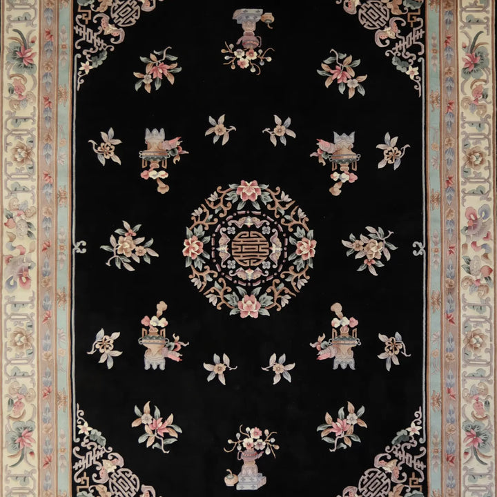 10'   0" x  14'   0" BLACK AND IVORY PEKING FRENCH CHINESE RUG