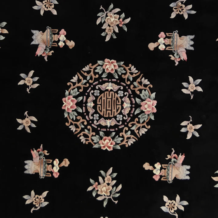 10'   0" x  14'   0" BLACK AND IVORY PEKING FRENCH CHINESE RUG