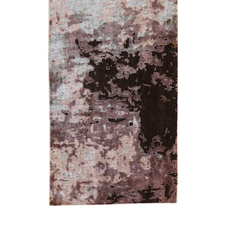 3' 3" x 8' 9" SILVER AND PINK MODERN MODERN INDIAN RUG
