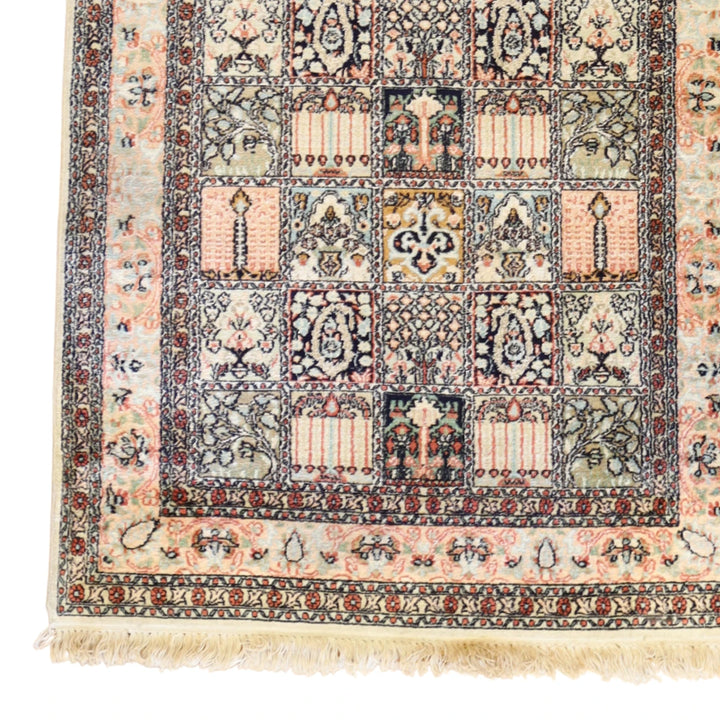 3'1" x 5'0" MULTICOLOR AND PINK KASHMIR PANNEL INDIAN RUG