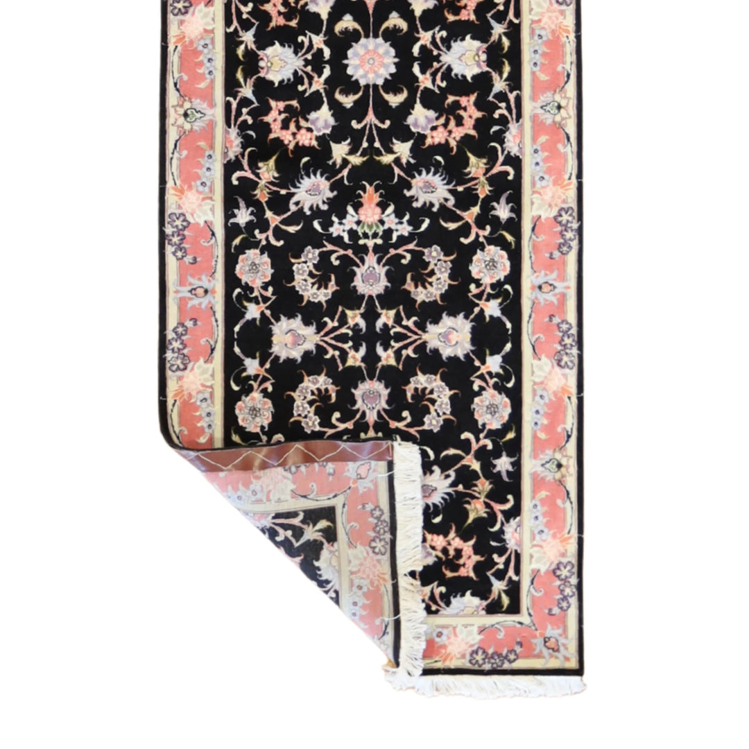 2' 9" x 10' 11" IVORY AND MAUVE TABRIZ FLORAL PERSIAN RUG