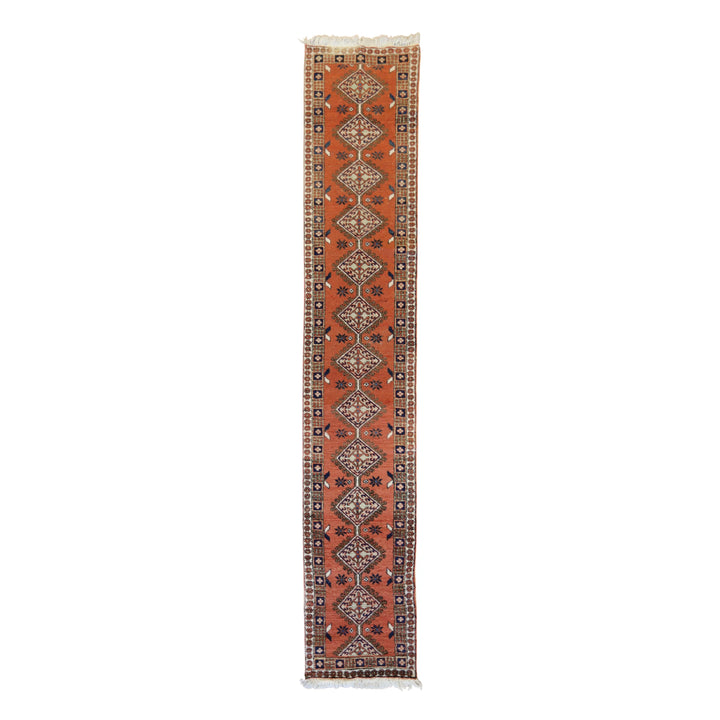 2'7" x 14'4" SALMON AND MULTICOLOR ARDABIL SEMIANTIQUE PERSIAN RUG
