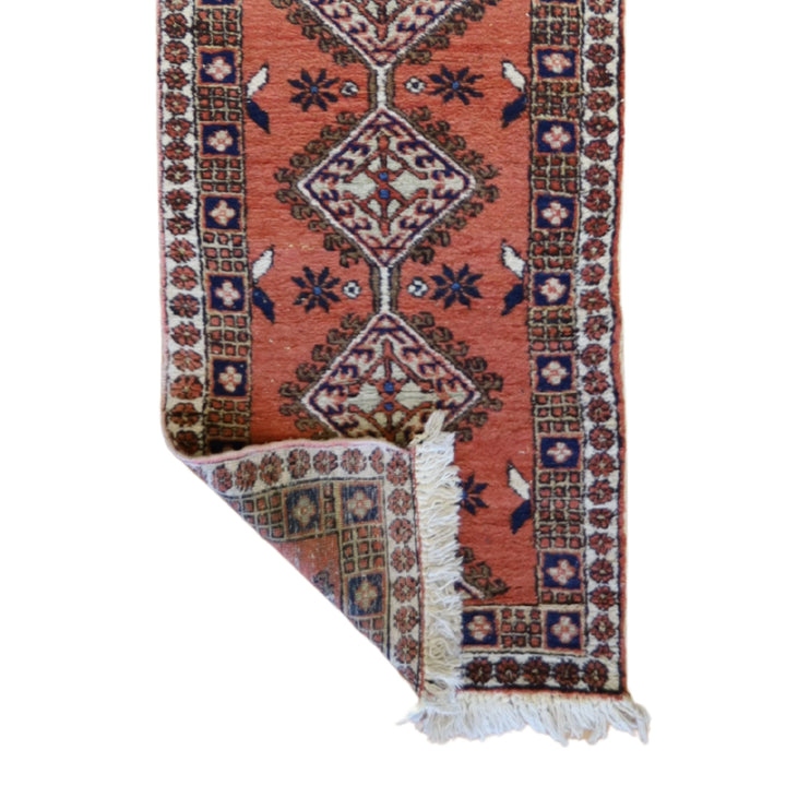 2'7" x 14'4" SALMON AND MULTICOLOR ARDABIL SEMIANTIQUE PERSIAN RUG