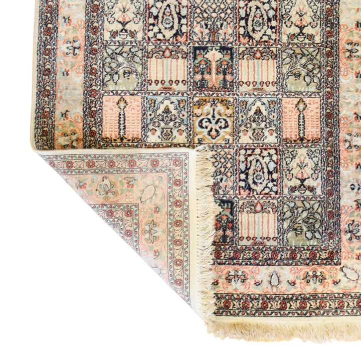 3'1" x 5'0" MULTICOLOR AND PINK KASHMIR PANNEL INDIAN RUG