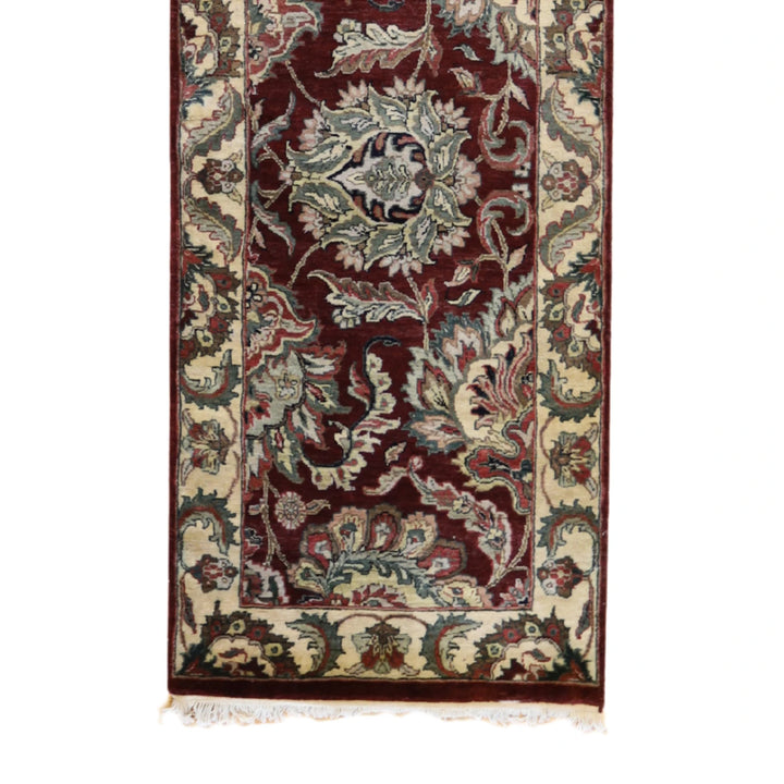 2' 11" x 9' 8" RED AND IVORY JAIPUR OLD-WORLD INDIAN RUG