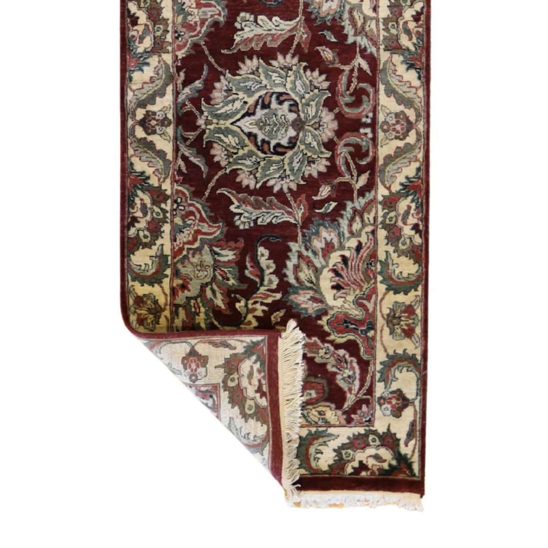 2' 11" x 9' 8" RED AND IVORY JAIPUR OLD-WORLD INDIAN RUG