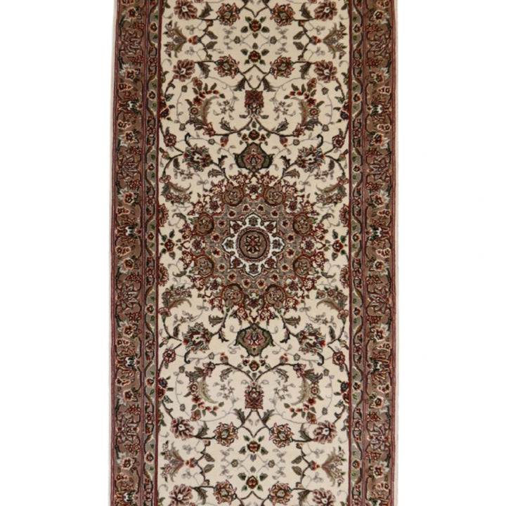 2'5" x 12'0" IVORY AND MAUVE TABRIZ FLORAL CHINESE RUG