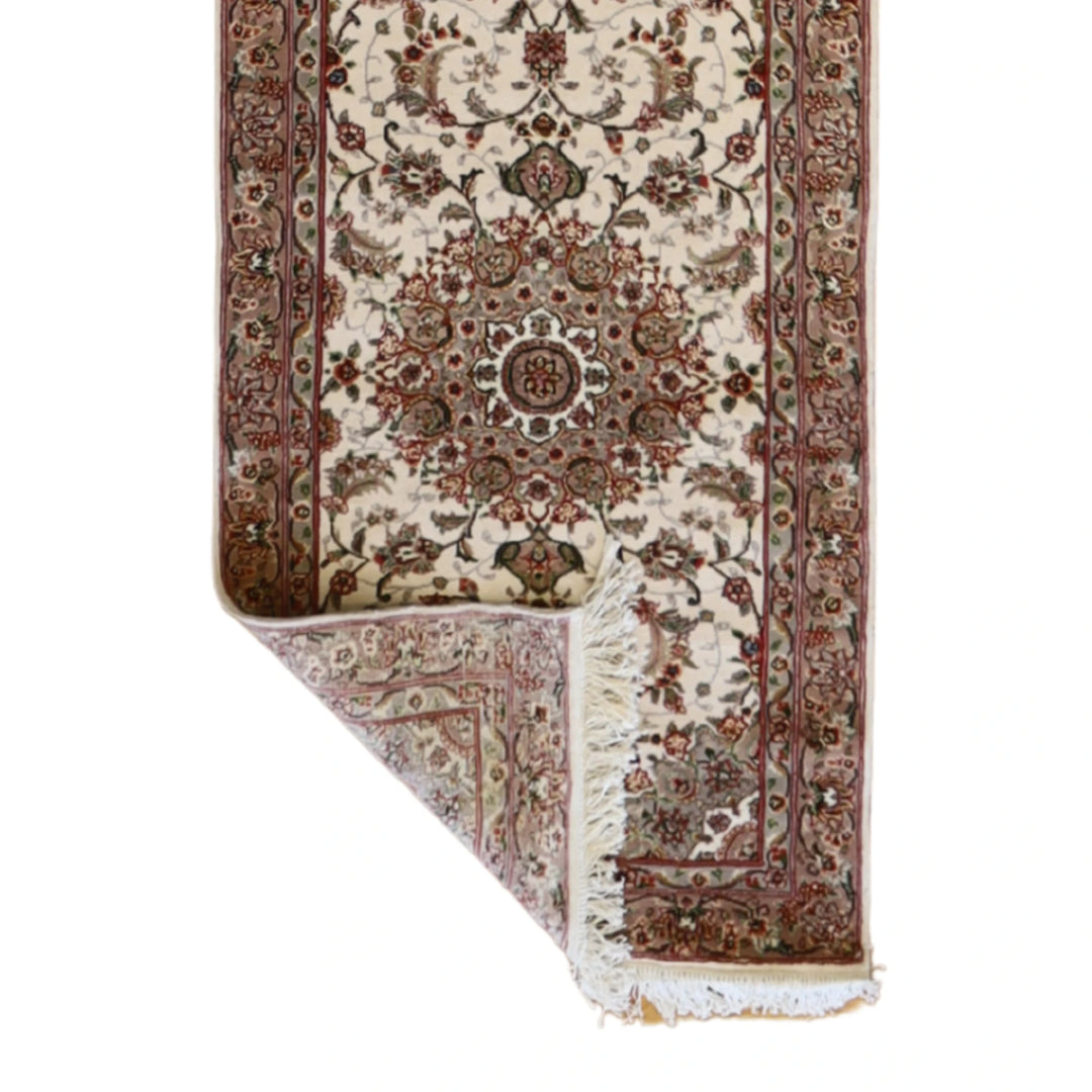 2'5" x 12'0" IVORY AND MAUVE TABRIZ FLORAL CHINESE RUG