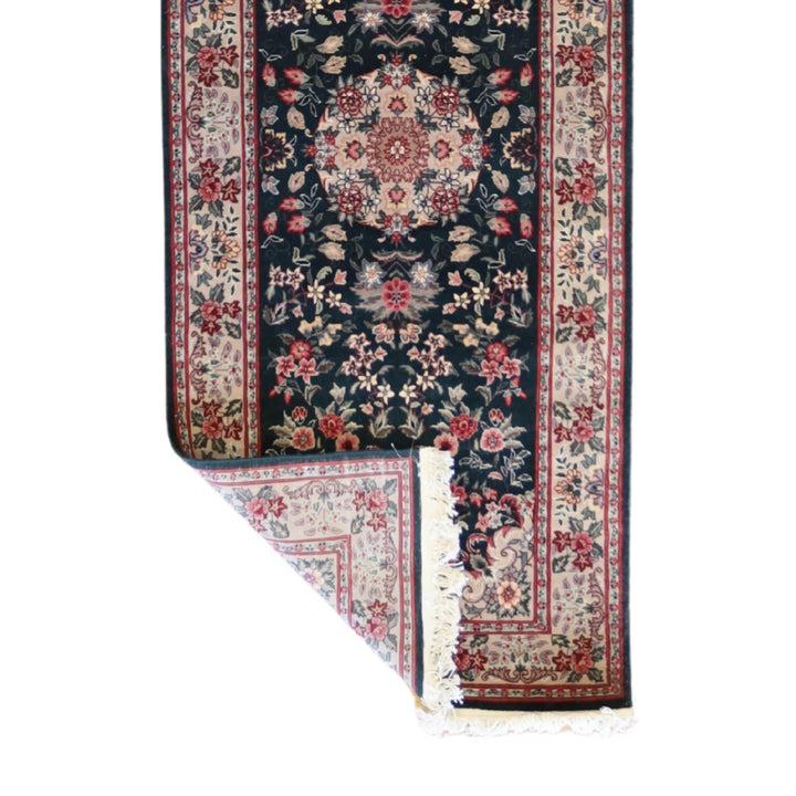 2'7" x 9'3" GREEN AND GRAY KERMAN FLORAL CHINESE RUG